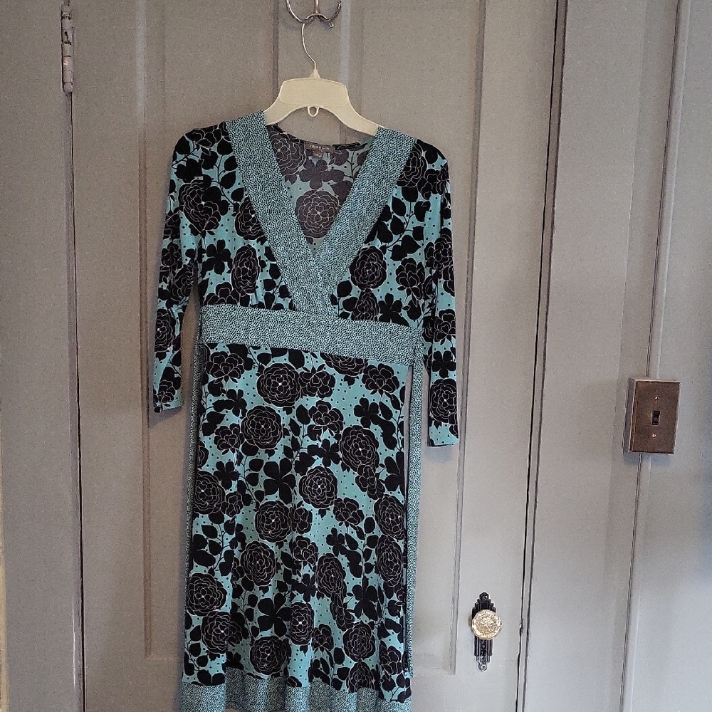 Apt. 9 Black and Blue Floral Midi Dress